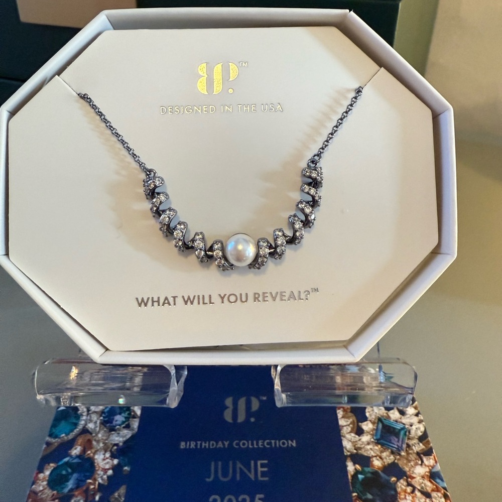 Bomb Party June Birthday Collection Necklace PEARL Swirling Magic